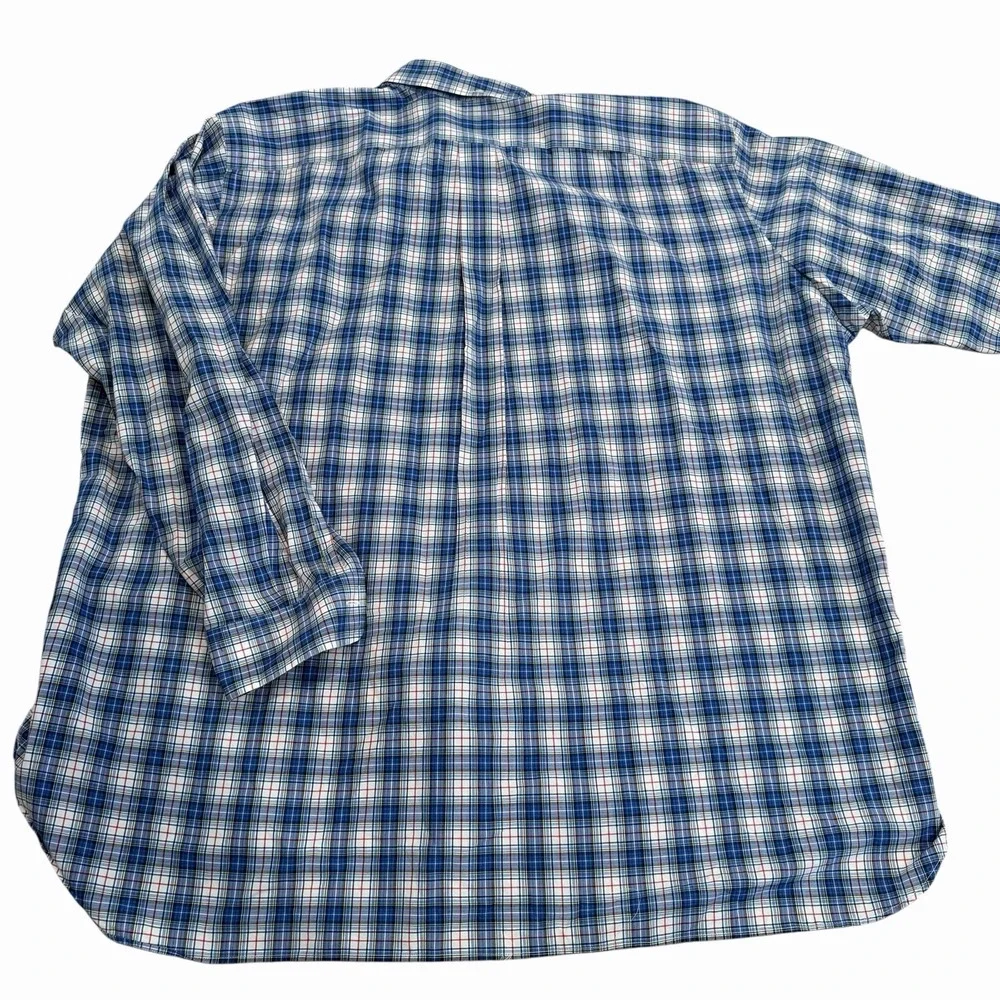 Ralph Lauren Blue Plaid‎ Long Sleeve Button Down Shirt Men Size 2XB 100% Cotton